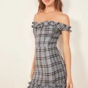 Reformation Bonita Plaid Mini Dress NWOT • Linen • Ruffle • Scandi